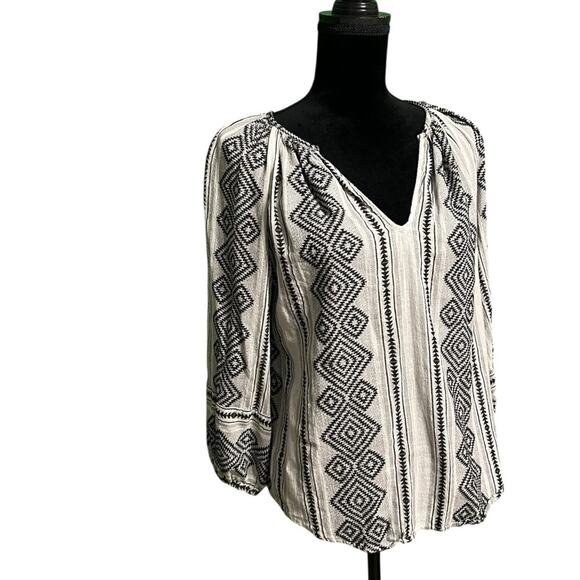 Velvet by Graham & Spencer Louise Jacquard Top - 100% Cotton Black Boho Classic - Picture 14 of 16